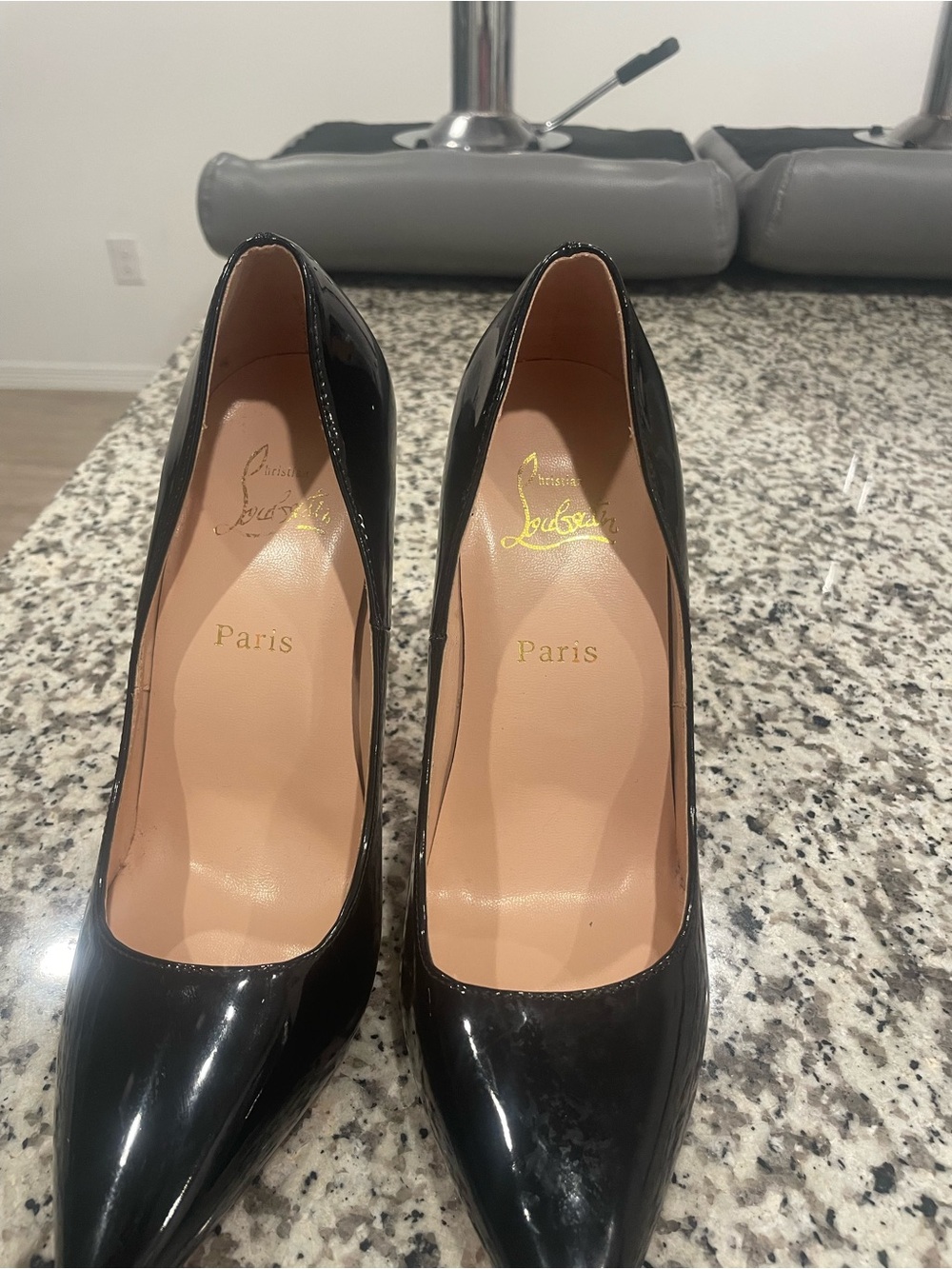 Christian Louboutin Black Patent Pointed-Toe Pumps
